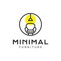 fauteuil sofa minimalistische licht lamp interieur meubilair cirkel afgeronde gemakkelijk lijn stijl logo ontwerp vector icoon illustratie