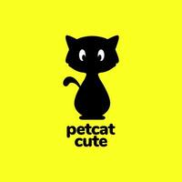 katje huisdier schattig zwart kleur mascotte karakter tekenfilm staan alleen logo ontwerp vector icoon illustratie