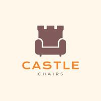 fauteuil sofa kasteel meubilair interieur innovatie gemakkelijk minimalistische logo ontwerp vector icoon illustratie