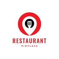 pin restaurant fabriek spatel modern vorm cirkel gemakkelijk schoon vlak Koken keuken logo ontwerp vector icoon illustratie