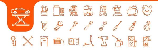 garage Diensten uitrusting lijn icoon reeks ontwerp vector