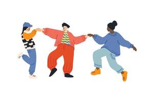 een groep van mensen dansen samen vlak illustratie stijl vector