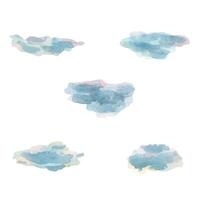 waterverf illustratie van een reeks van schattig, luchtig, blauw wolken. geïsoleerd. voor decoratie. vector