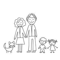 hand- getrokken tekening familie icoon. schets familie clip art. hand- getrokken vector kunst.