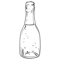 een zwart en wit tekening van een leeg fles van Champagne vector