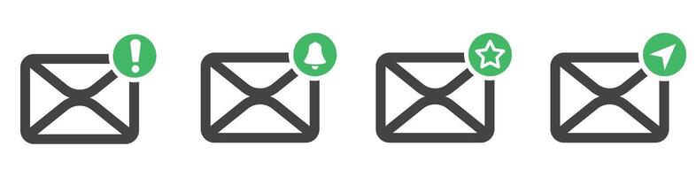 reeks mail, bericht, postvak IN icoon vlak geïsoleerd Aan wit achtergrond vector