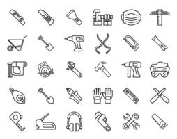 toolkit bouw pictogrammen lijn stijl. bevatten 30 pictogrammen vector