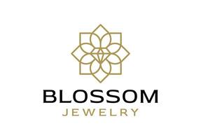 luxe bloem diamant edelstenen sieraden bruiloft logo icoon ontwerp vector