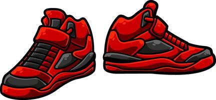 tekenfilm modern rood sportschoenen. vector hand- getrokken illustratie geïsoleerd Aan transparant achtergrond