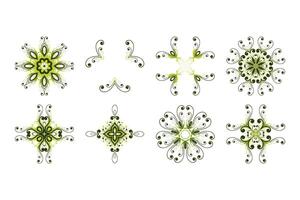 reeks van groen bloemen patroon meetkundig mandala's Aan wit achtergrond vector