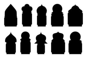 reeks vector silhouetten van deuren ramen bogen Arabisch wit achtergrond