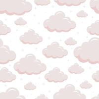 twinkelen roze baby naadloos patroon met wolk en ster vector