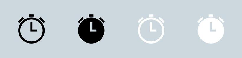 alarm icoon reeks in zwart en wit. timer tekens vector illustratie.