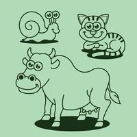 tekenfilm boerderij schuur huiselijk dier schets lijn kunst voor onderwijs kinderen kinderen vector ontwerp kunst