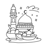 Islamitisch Ramadan voedsel maan afdrukbare kunst minimalistische huis decor poster vector
