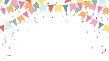 verjaardag, partij, verjaardag, vakantie decoratie elementen vlaggedoek papier vlaggen en confetti vector