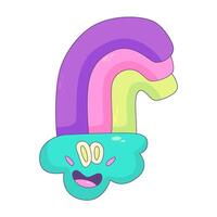 psychedelisch karakter grappig regenboog glimlach. creatief trippy karakter tekenfilm grafisch. grappig grappig emoties. vector illustratie