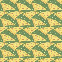 naadloos pizzapatroon. zwart-witte pizzaachtergrond. doodle pizza vectorillustratie. fastfood vector patroon