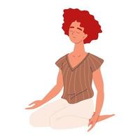 vrouw mediterend en geconcentreerd vector