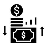 contant geld stromen analyse icoon vector illustratie