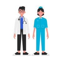 illustratie van dokter en verpleegster vector
