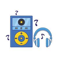 illustratie van mp3 speler met koptelefoon vector