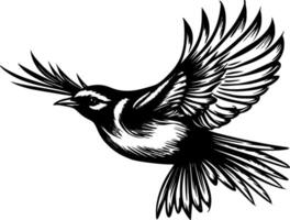 vogel, zwart en wit vector illustratie