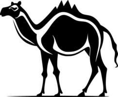 kameel - zwart en wit geïsoleerd icoon - vector illustratie