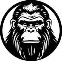 chimpansee - zwart en wit geïsoleerd icoon - vector illustratie