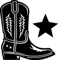 cowboy laars, zwart en wit vector illustratie