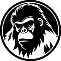 gorilla - zwart en wit geïsoleerd icoon - vector illustratie