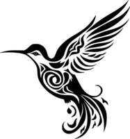 kolibrie - zwart en wit geïsoleerd icoon - vector illustratie