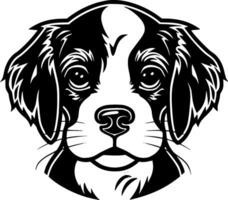 puppy - zwart en wit geïsoleerd icoon - vector illustratie