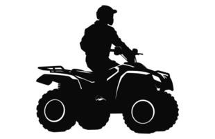 piloot rijden atv zwart silhouet geïsoleerd Aan een wit achtergrond, een Mens rijden atv zwart vector