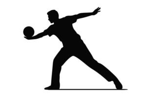 bowling speler silhouet vector, een mannetje bowler zwart clip art vector