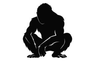 aap silhouet vector geïsoleerd Aan een wit achtergrond, een chimpansee aap zwart clip art