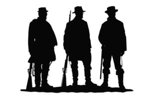 Amerikaans civiel oorlog soldaten silhouet vector, civiel oorlog soldaat zwart silhouetten vector