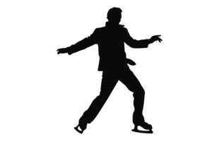 Mens figuur ijs het schaatsen silhouet vector bundel, mannetje figuur schaatser silhouetten zwart clip art reeks