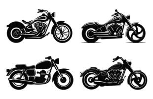 motor silhouetten clip art set, motorfiets vector zwart silhouet bundel