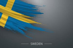 3d grunge borstel beroerte vlag van Zweden vector