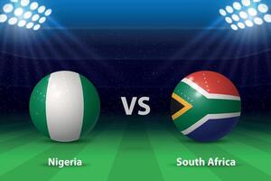 Nigeria vs zuiden Afrika. knock out halve finale stadium Afrika 2023, voetbal scorebord vector