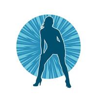 silhouet van een vrouw danser in actie houding. silhouet van een slank vrouw in dansen houding. vector