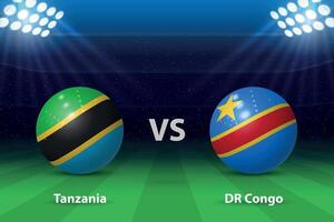 Tanzania vs dr Congo Amerikaans voetbal scorebord uitzending grafisch vector