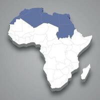 noordelijk Afrika plaats binnen Afrika 3d kaart vector
