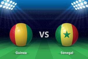 Guinea vs Senegal Amerikaans voetbal scorebord uitzending grafisch vector