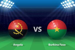 Angola vs Burkina faso Amerikaans voetbal scorebord uitzending grafisch vector