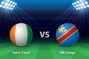 ivoor kust vs dr Congo. knock out halve finale stadium Afrika 2023, voetbal scorebord vector