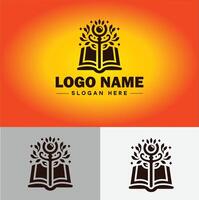 boek logo icoon vector voor boekhandel boek bedrijf uitgeverij encyclopedie bibliotheek onderwijs logo sjabloon