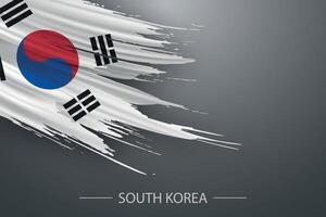 3d grunge borstel beroerte vlag van zuiden Korea vector