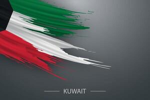 3d grunge borstel beroerte vlag van Koeweit vector
